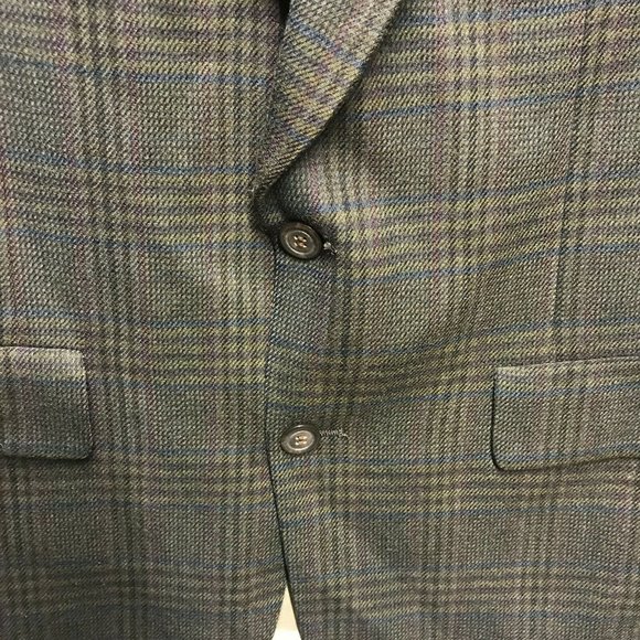Bill Blass Mens Green herringbone tweed Wool Sport Coat Blazer Jacket 42 - Picture 5 of 12